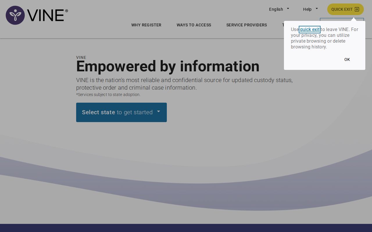 Lewis County arrest custody notification search through VINELink