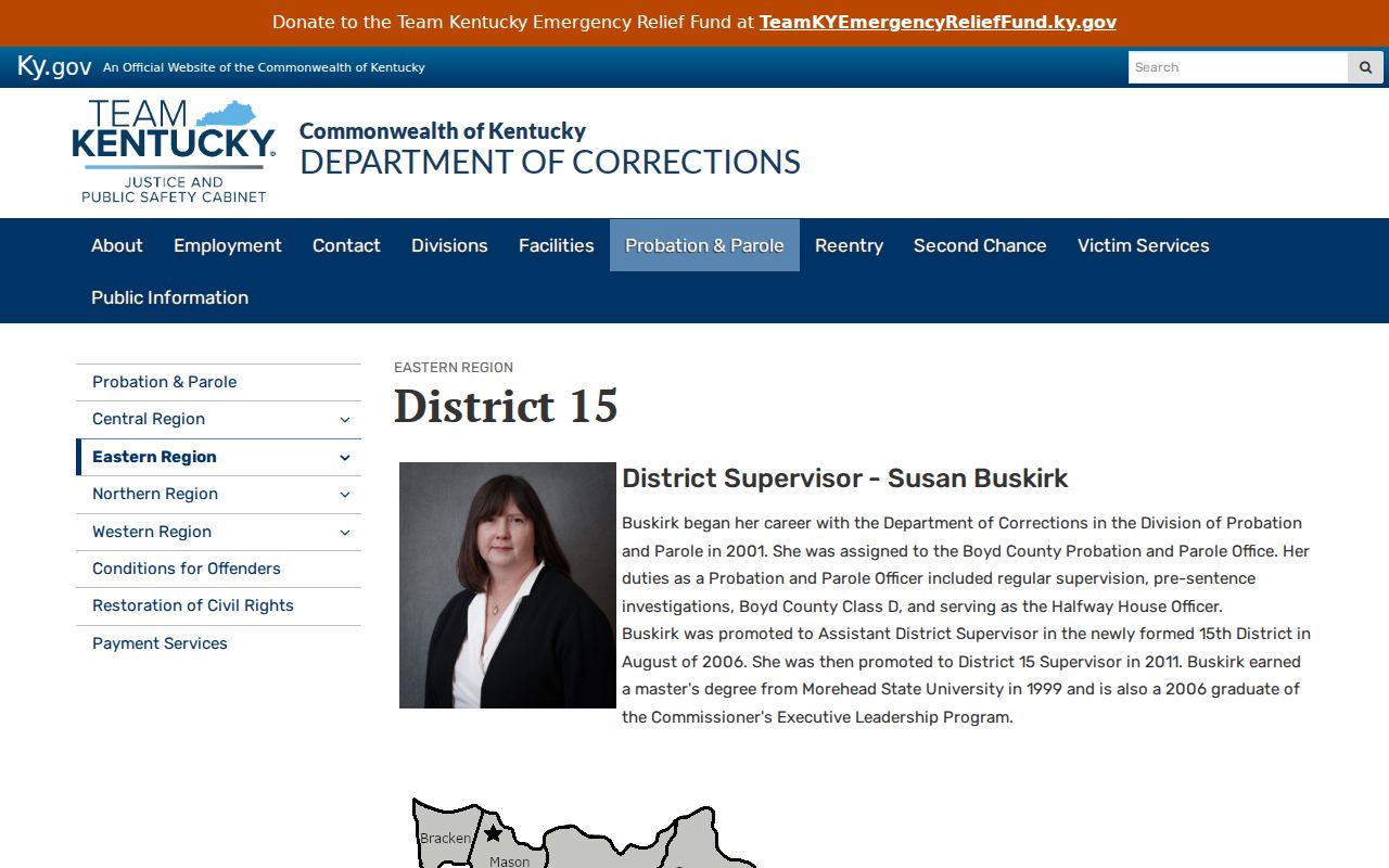 Lewis County criminal supervision records office in KDOC District 15