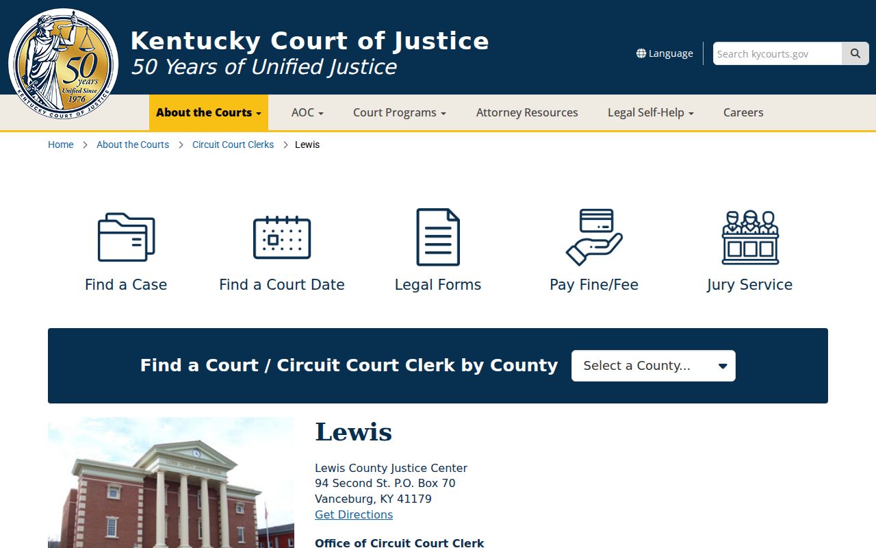Lewis County criminal records at the Justice Center
